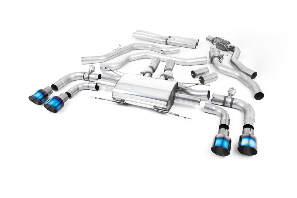 Milltek Valved Cat-Back Exhaust for Alfa Romeo Giulia 2.9 Quadrifoglio, Burnt Titanium Tips