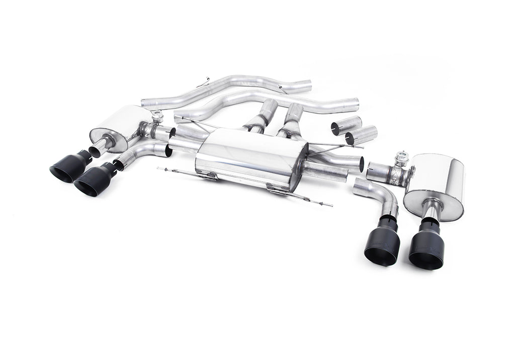 Milltek Valved Front Pipe-Back Exhaust for Alfa Romeo Giulia 2.9 V6 Quadrifoglio, Cerakote Black Tips