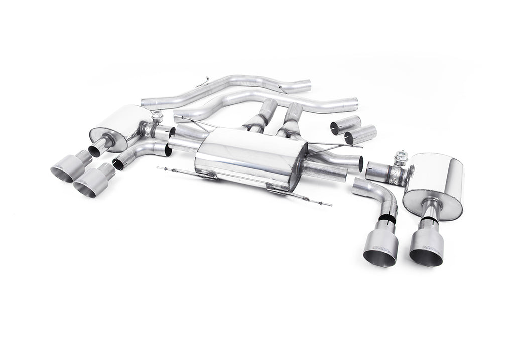 Milltek Valved Front Pipe-Back System for Alfa Romeo Giulia 2.9 V6 Quadrifoglio, Brushed Titanium Tips