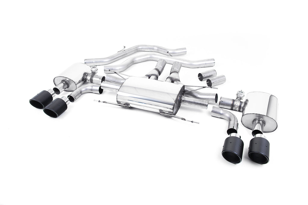 Milltek Valved Front Pipe-Back System for Alfa Romeo Giulia Quadrifoglio, Carbon Fibre Tips