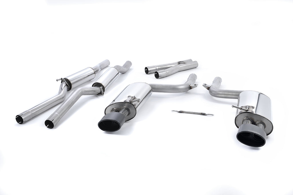 Milltek Resonated Cat-Back Exhaust for Audi B7 RS4, Cerakote Black Tips