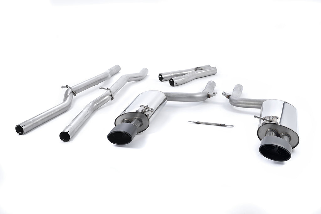 Milltek Non-Resonated Cat-Back Exhaust for Audi B7 RS4, Cerakote Black Tips