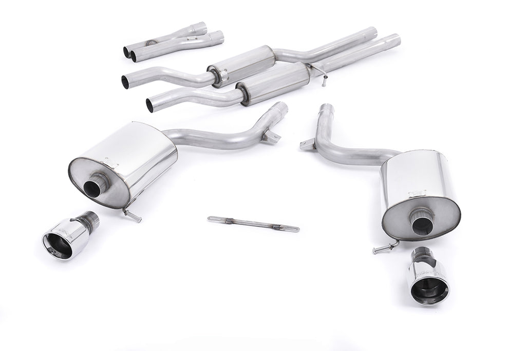 Milltek Resonated Cat-Back Exhaust for Audi B6 A4 V6 S4 V8, Polished Jet Tips