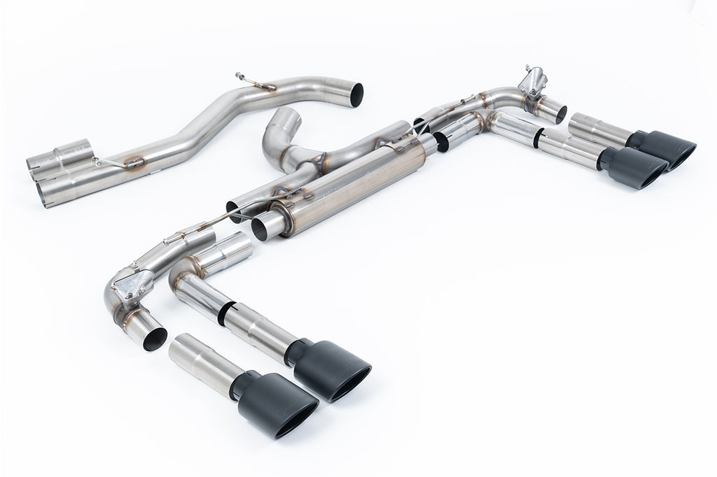 Milltek 80mm Non-Resonated Race Cat-Back Exhaust for Audi S3 8Y, Cerakote Black Tips