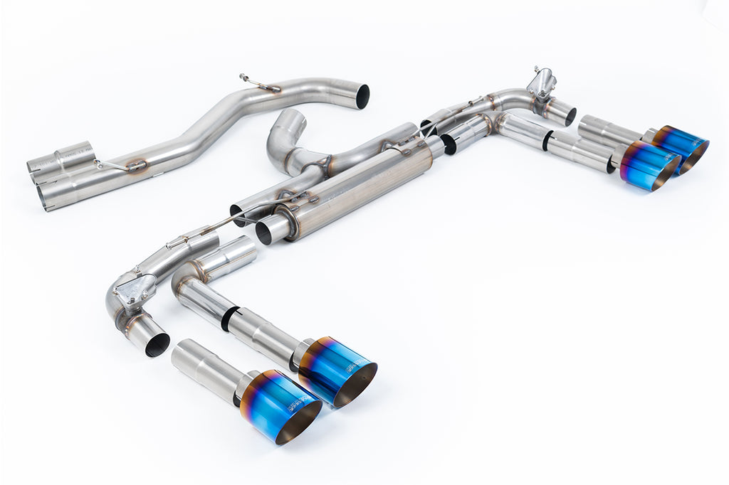 Milltek 80mm Non-Resonated Race Cat-Back Exhaust for Audi S3 8Y, Burnt Titanium Tips