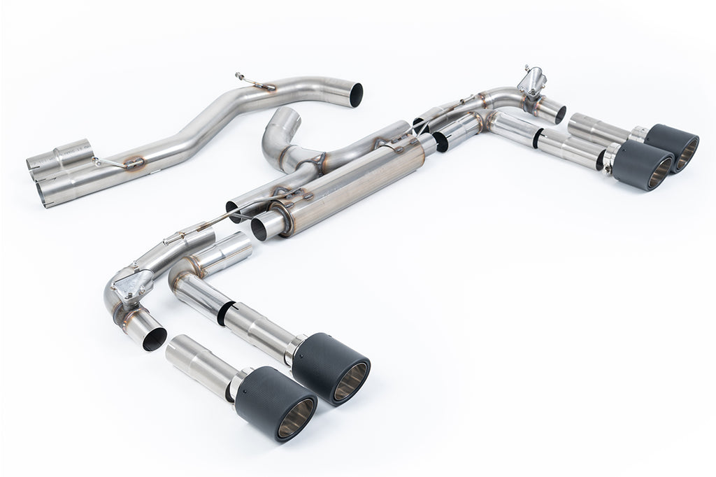 Milltek 80mm Non-Resonated Race Cat-Back Exhaust for Audi S3 8Y, JET-115 Carbon Tips