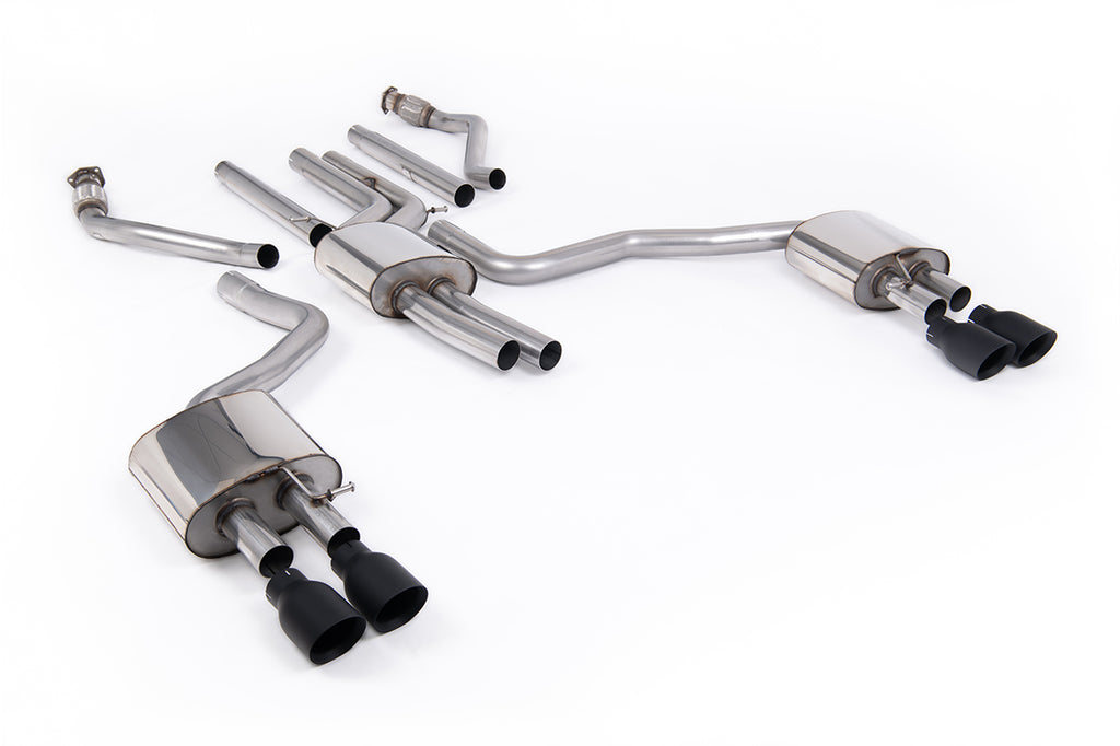 Milltek Resonated Cat-Back Exhaust for Audi C7.5 A6 3.0 TFSI, Cerakote Black Tips