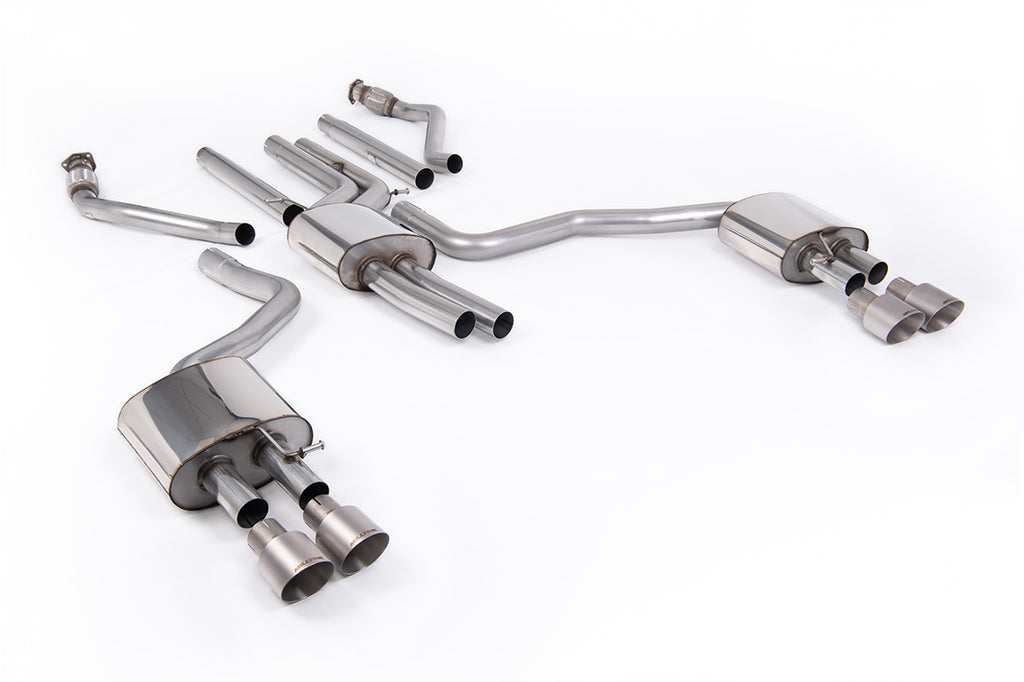 Milltek Resonated Cat-Back Exhaust for Audi C7.5 A6 3.0 TFSI, Brushed Titanium Tips