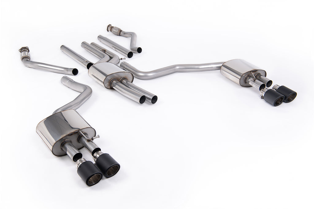 Milltek Resonated Cat-Back Exhaust for Audi C7.5 A6 3.0 TFSI, Carbon Fibre Tips