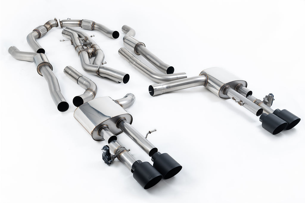 Milltek 80mm Resonated Cat-Back Exhaust for Audi S8 D5, Cerakote Black Tips