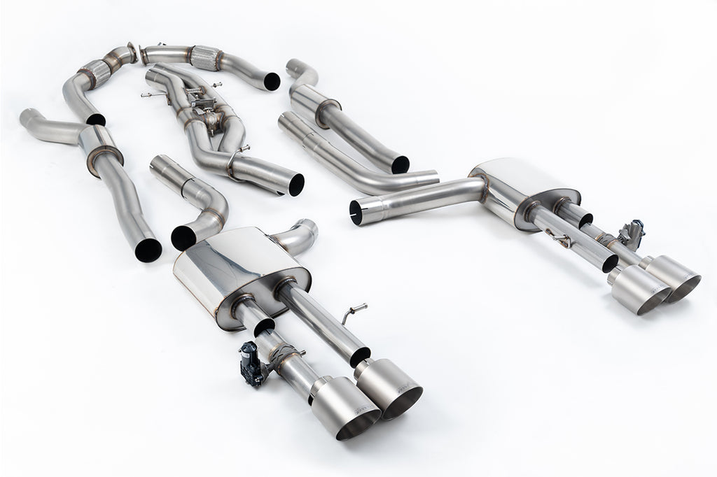 Milltek 80mm Resonated Cat-Back for Audi S8 D5, Brushed Titanium Tips