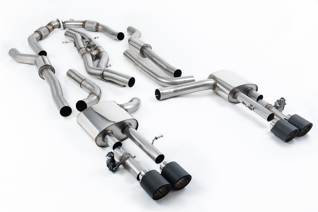 Milltek 80mm Resonated Cat-Back Exhaust for Audi S8 D5, Carbon Fibre Tips