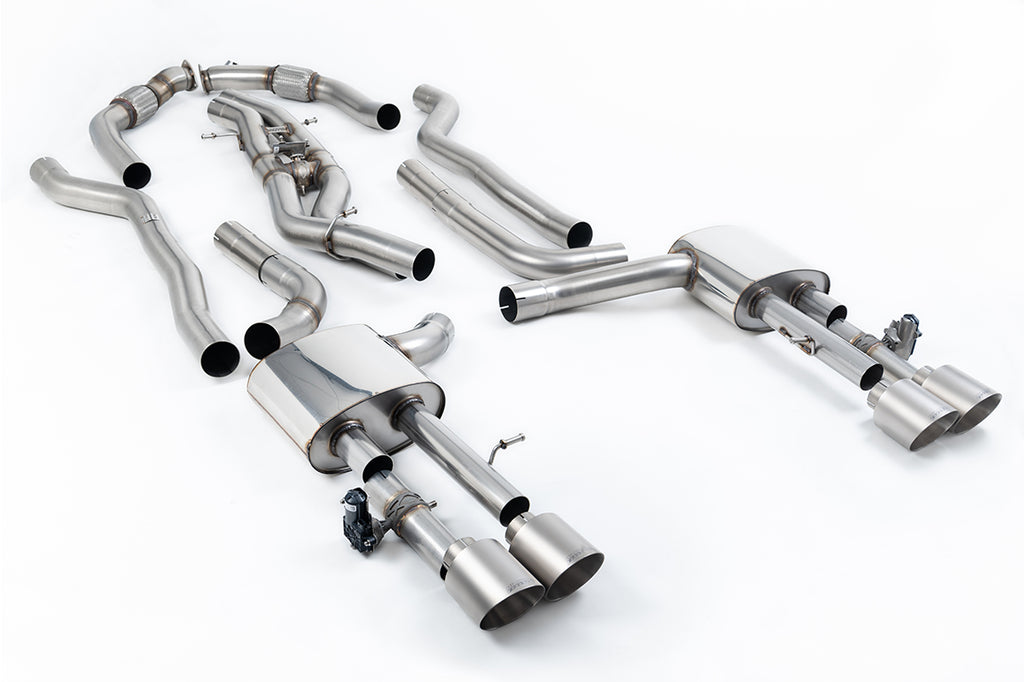 Milltek 80mm Non-Resonated Cat-Back Exhaust for Audi S8 D5, Brushed Titanium Tips