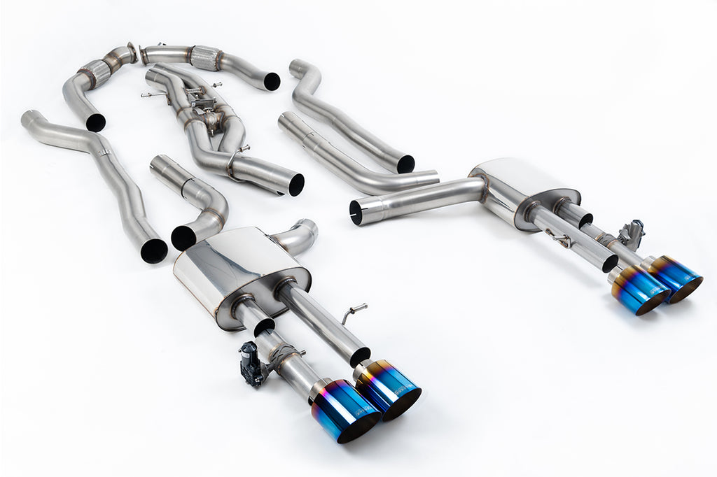 Milltek 80mm Non-Resonated Cat-Back Exhaust for Audi S8 D5, Burnt Titanium Tips