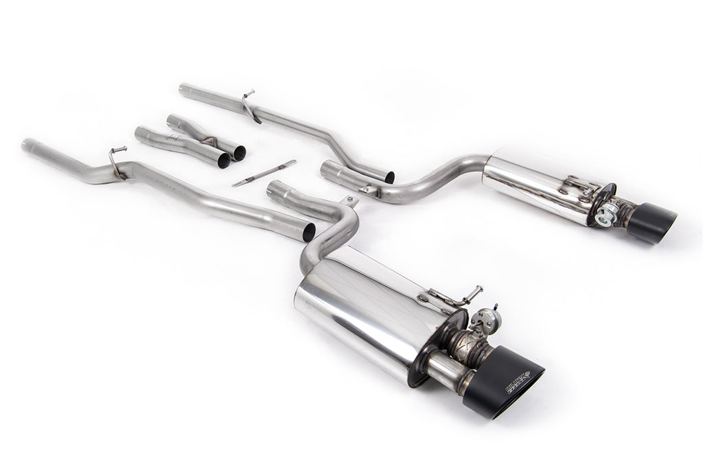 Milltek Valved Non-Resonated Cat-Back Exhaust for Audi B7 RS4, Cerakote Black Tips