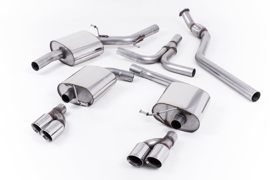 Milltek Resonated Quad-Outlet Cat-Back Exhaust for Audi B8 A5 2.0 TFSI, Polished Tips