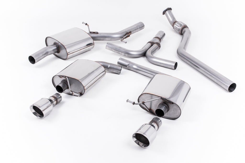 Milltek Resonated Dual-Outlet Cat-Back Exhaust for Audi B8 A5 2.0 TFSI, Polished Tips