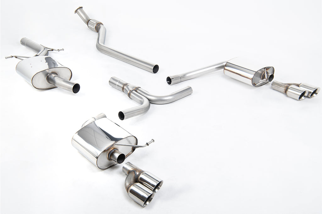 Milltek Resonated Cat-Back Exhaust for Audi B8 A4 2.0 TFSI, Polished Tips