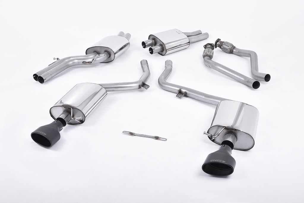 Milltek Resonated Cat-Back Exhaust for Audi B8 S4 V6, Cerakote Black Tips
