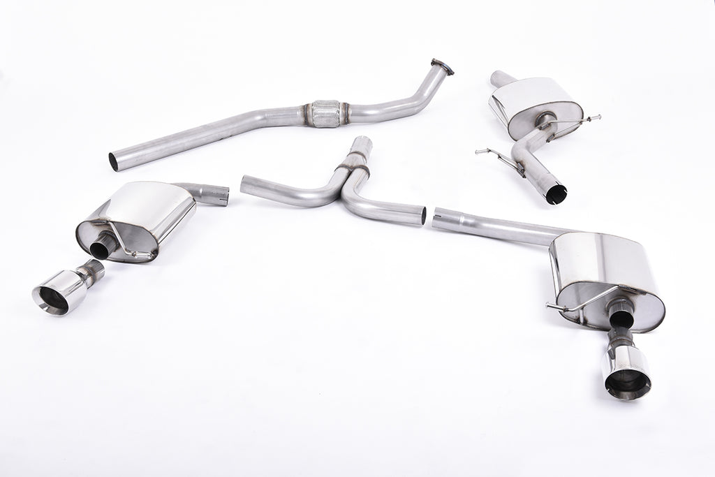 Milltek Resonated Cat-Back Exhaust for Audi B8 A4 A5 2.0 TFSI, Polished Tips