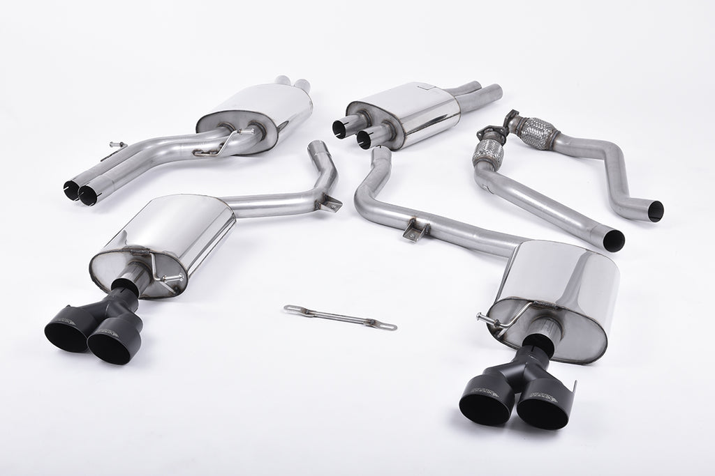 Milltek Resonated Cat-Back Exhaust for Audi B8.5 S4 S5, Cerakote Black Tips