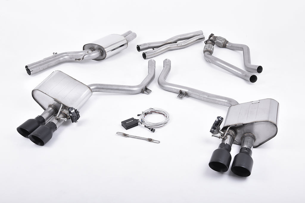 Milltek Valved Cat-Back Exhaust for Audi B8.5 S4 S5, Cerakote Black Tips