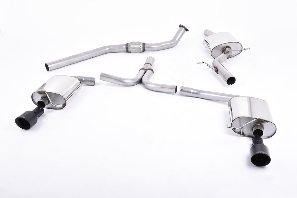 Milltek Resonated Cat-Back Exhaust for Audi B8 A4 A5 2.0 TFSI, Cerakote Black Tips