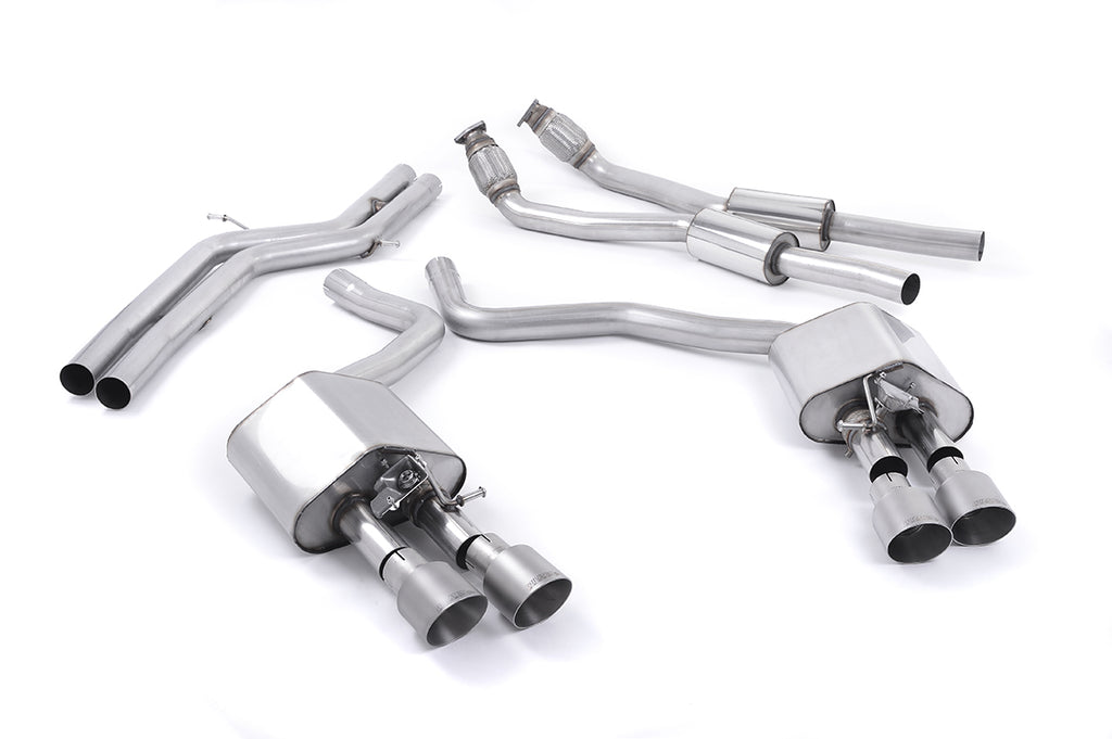 Milltek Non-Resonated Cat-Back Exhaust for Audi C7 S6 S7, Brushed Titanium Tips