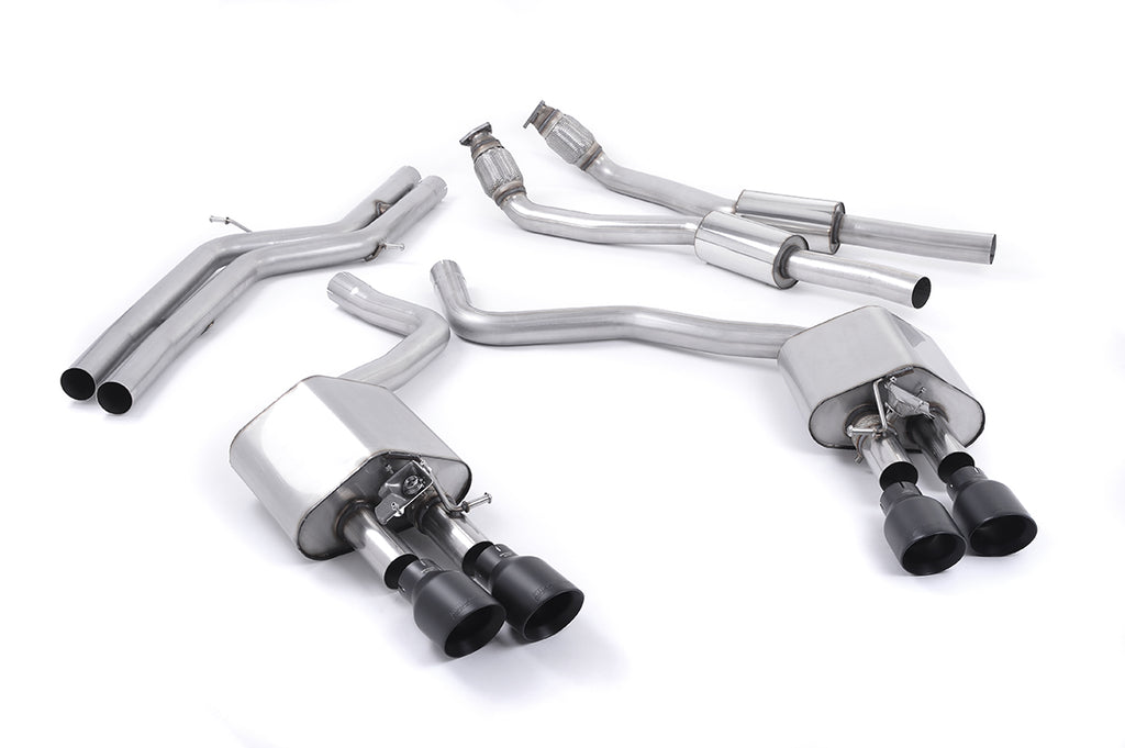 Milltek Valved Non-Resonated Cat-Back Exhaust for Audi C7 S6 S7, Cerakote Black Tips
