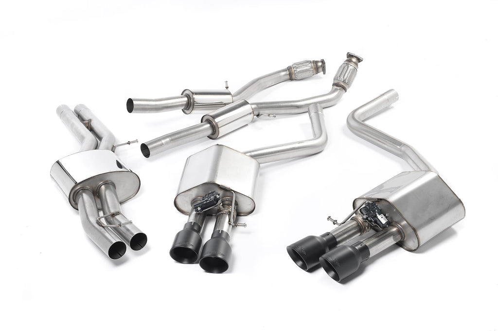 Milltek Resonated Cat-Back Exhaust for Audi D4 S8, Cerakote Black Tips