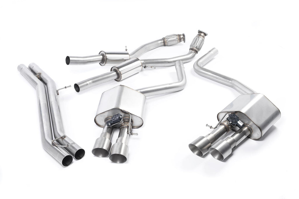 Milltek Resonated Cat-Back Exhaust for Audi D4 S8, Brushed Titanium Tips