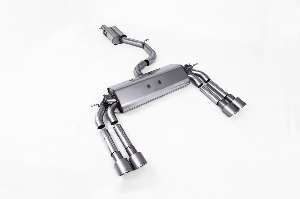 Milltek Resonated Cat-Back Exhaust for Audi 8V S3 2.0 TFSI, Brushed Titanium Tips