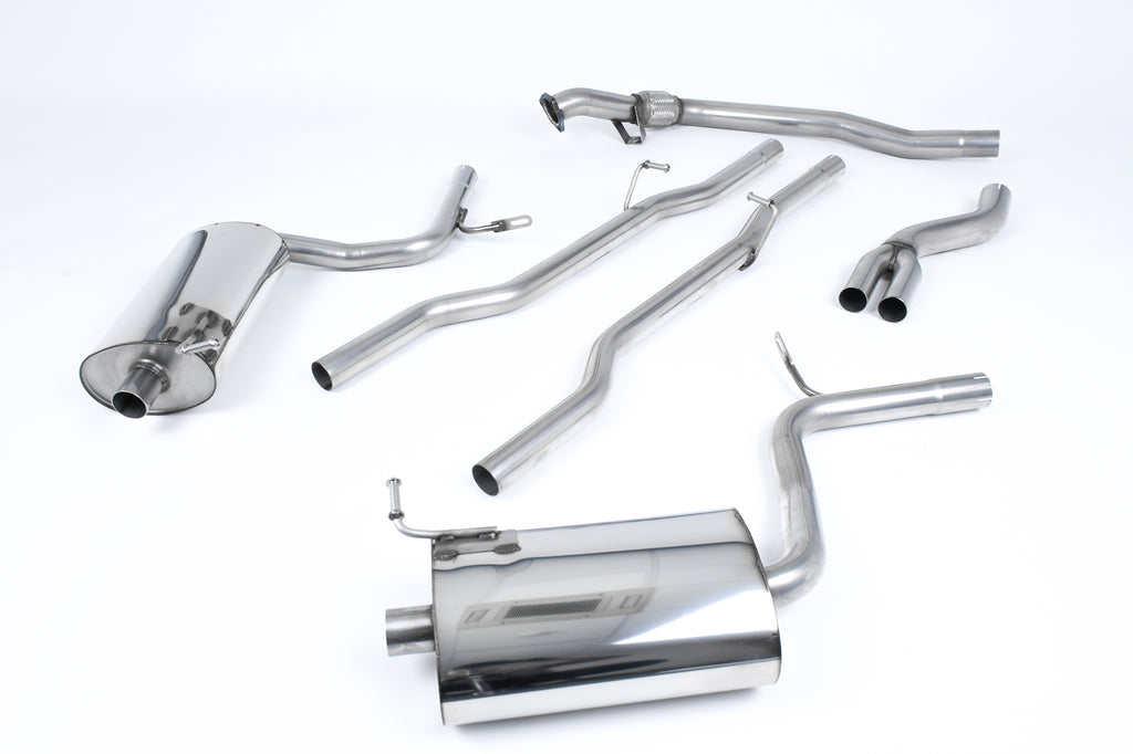 Milltek Non-Resonated Cat-Back Exhaust for Audi B6 A4 1.8T Quattro, 90mm GT Tips