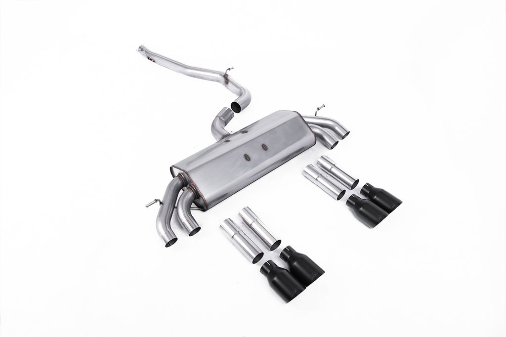 Milltek Non-Resonated Race Cat-Back Exhaust for Audi 8V S3 2.0 TFSI, Cerakote Black Tips