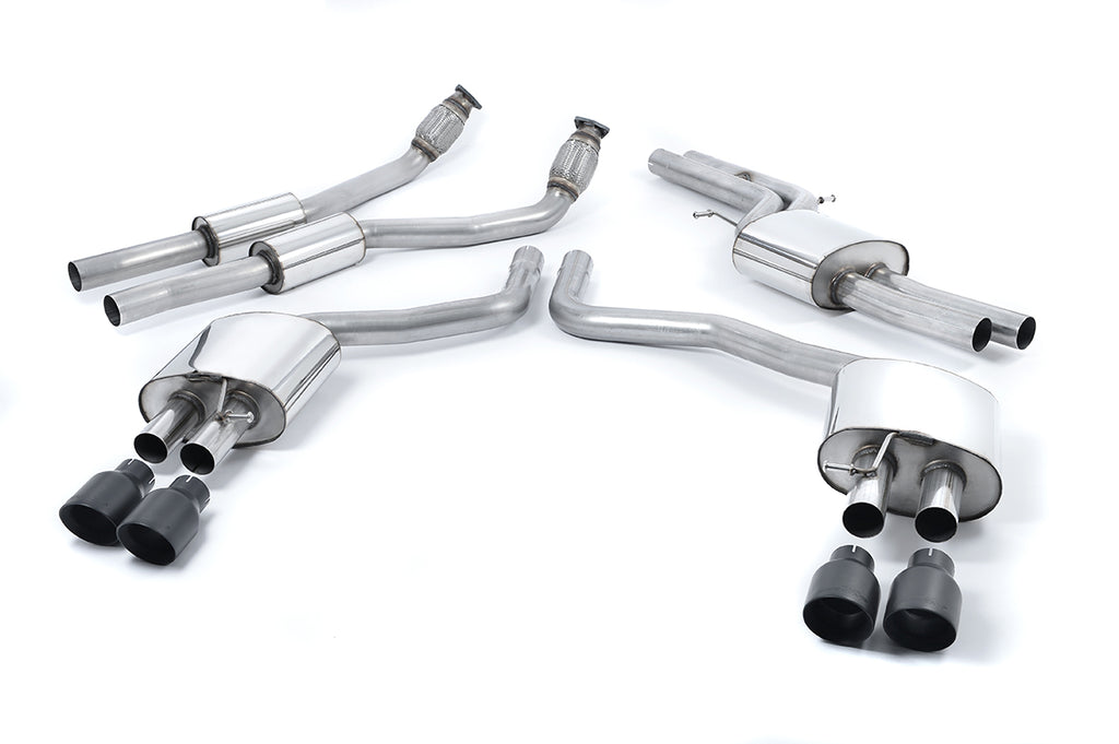 Milltek Resonated Cat-Back Exhaust for Audi C7 S6 S7, Cerakote Black Tips