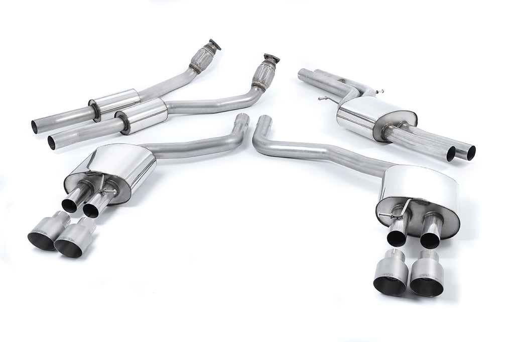Milltek Resonated Cat-Back Exhaust for Audi C7 S6 S7, Brushed Titanium Tips