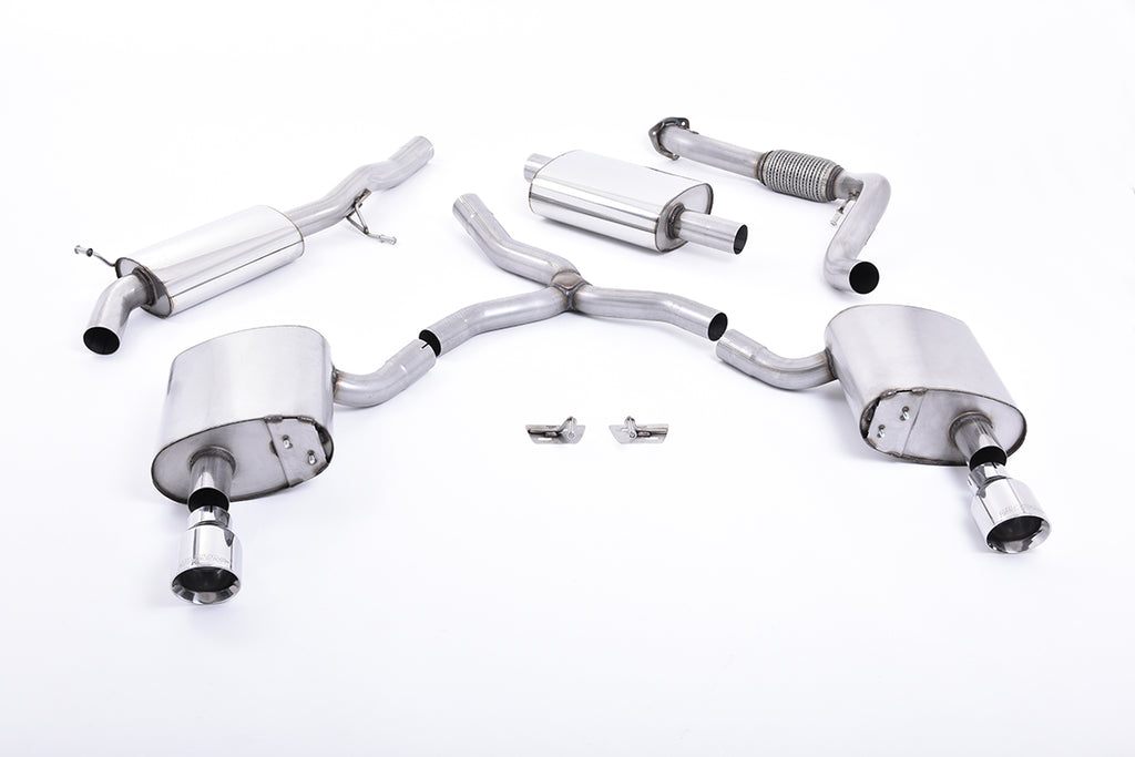 Milltek Resonated Cat-Back Exhaust for Audi B9 A4 2.0 TFSI, Polished Tips