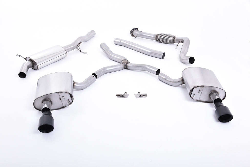 Milltek Road+ Cat-Back Exhaust for Audi B9 A4 2.0 TFSI Quattro, Cerakote Black Tips