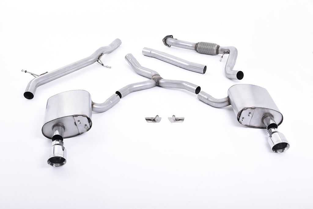 Milltek Non-Resonated Cat-Back Exhaust for Audi B9 A4 2.0 TFSI, Polished Tips