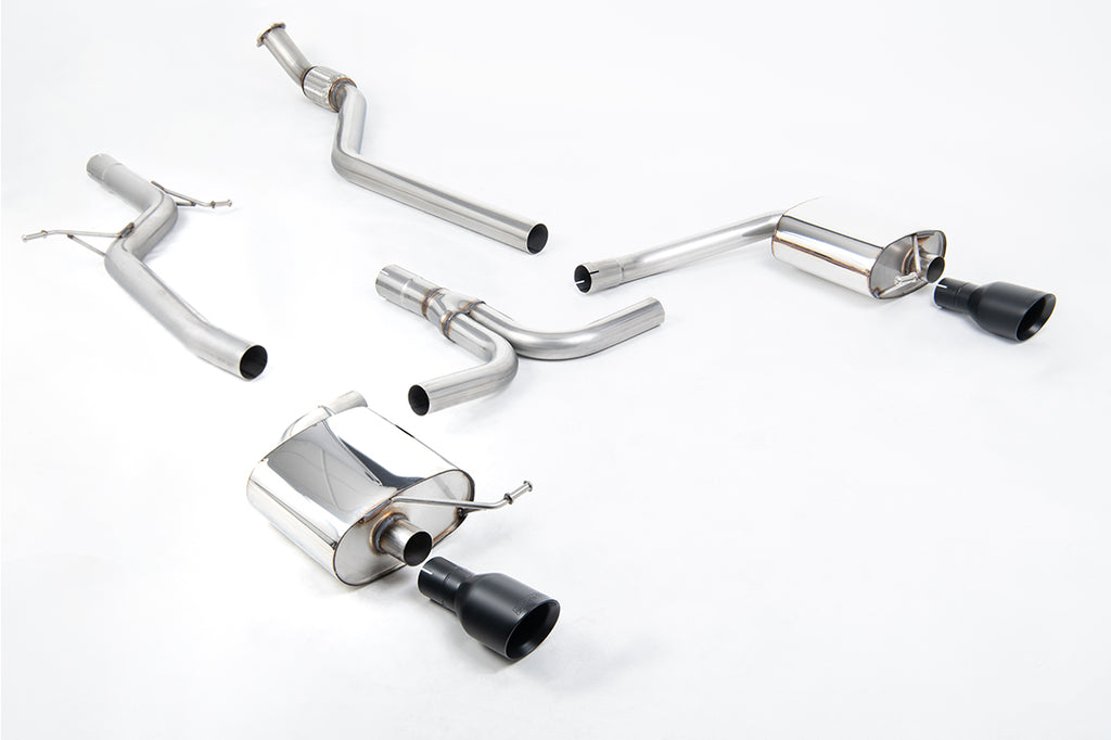 Milltek Non-Resonated Cat-Back Exhaust for Audi B8 A4 2.0 TFSI, Cerakote Black Tips