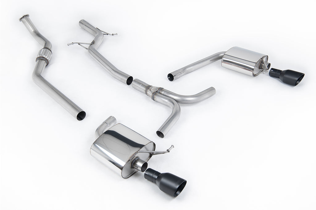 Milltek Non-Resonated Cat-Back Exhaust for Audi B8 A4 2.0 TFSI, Cerakote Black Tips (SSXAU633)