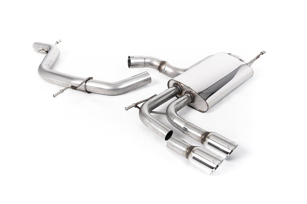 Milltek Non-Resonated Cat-Back Exhaust for Audi A3 8P 2.0T FSI, Smaller Volume Rear Silencer and GT-80 Polished Tips