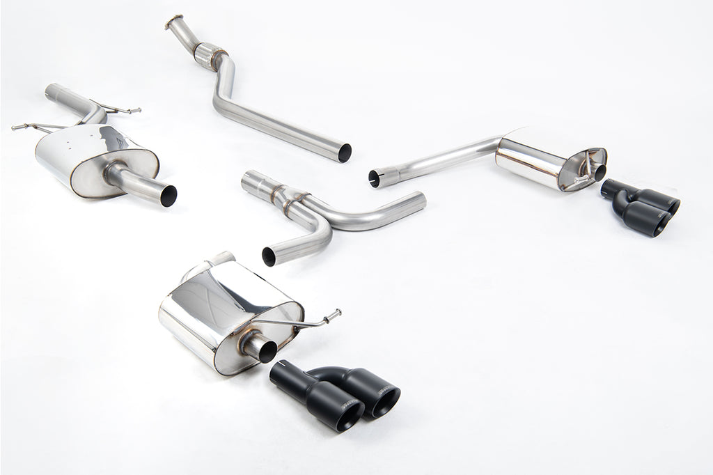 Milltek Resonated Cat-Back Exhaust for Audi B8 A4 2.0 TFSI, Cerakote Black Tips (SSXAU661)