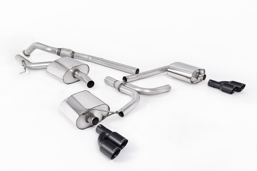 Milltek Resonated Cat-Back Exhaust for Audi B8 A4 A5 2.0 TFSI, Cerakote Black Tips (SSXAU665)