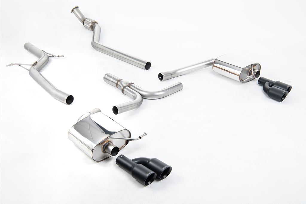 Milltek Non-Resonated Cat-Back Exhaust for Audi B8 A4 2.0 TFSI, Cerakote Black Tips (SSXAU666)