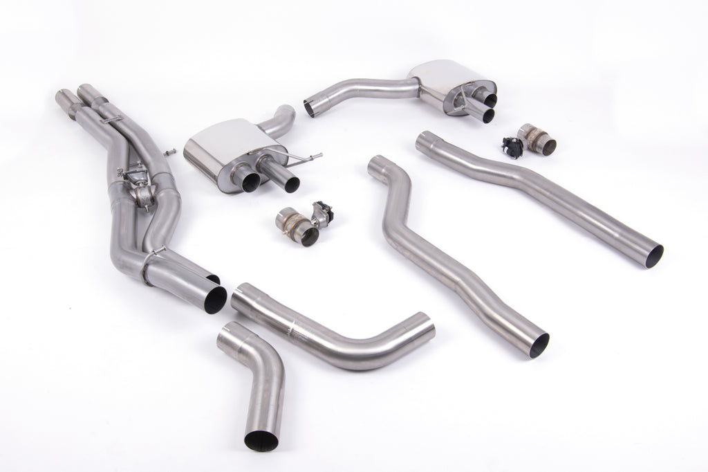 Milltek Non-Resonated 80mm OPF/GPF-Back Exhaust for Audi C8 RS6 RS7 Cut-In Fit, Polished Tips