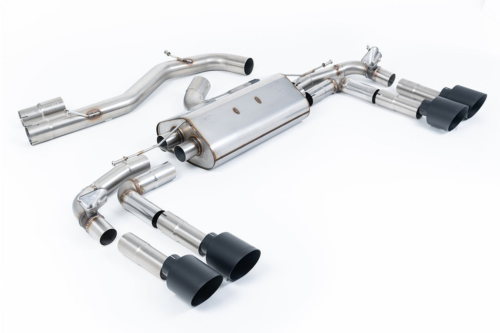 Milltek 80mm Road+ Cat-Back Exhaust for Audi S3 8Y, Cerakote Black Tips