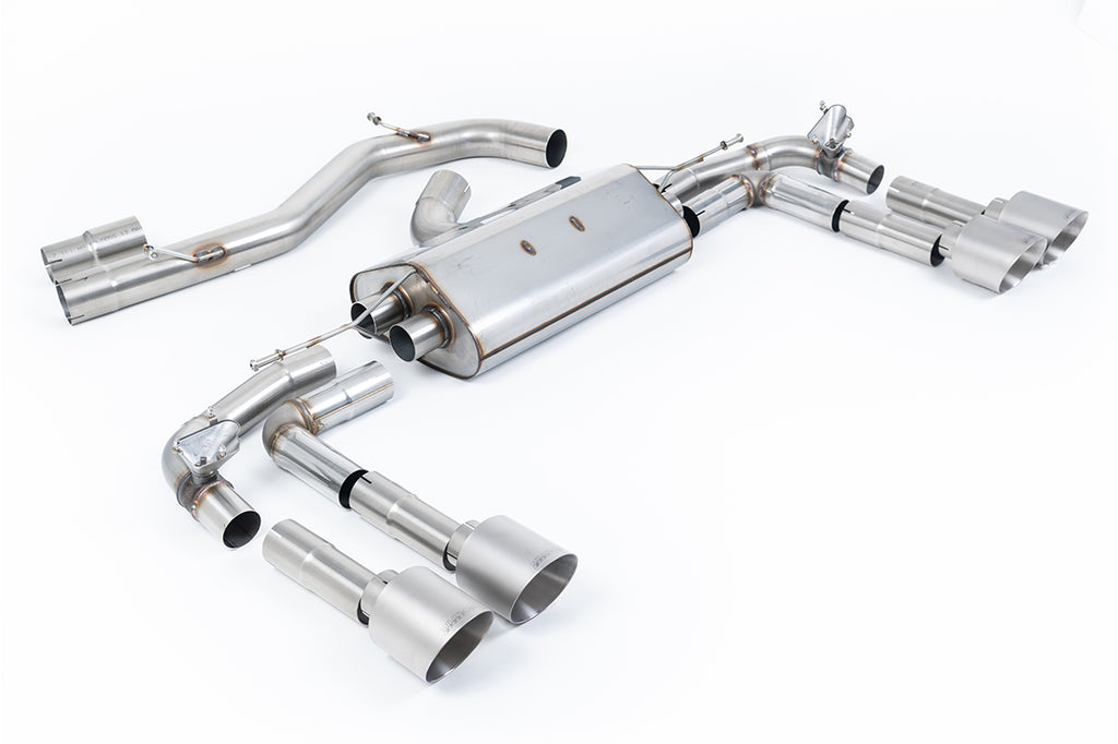 Milltek 80mm Part-Resonated Cat-Back Exhaust for Audi S3 8Y, Brushed Titanium Tips