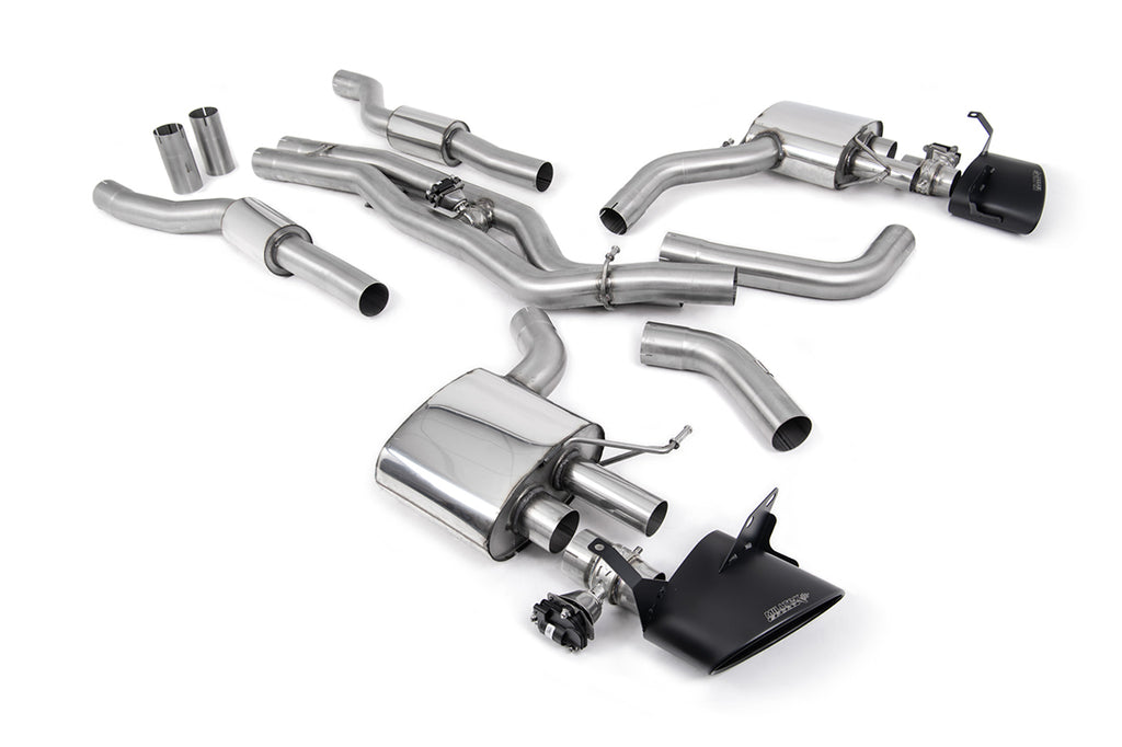 Milltek Resonated 80mm Cat-Back Exhaust for Audi RS6 RS7 C8 Cut-In Fit, Cerakote Black Tips