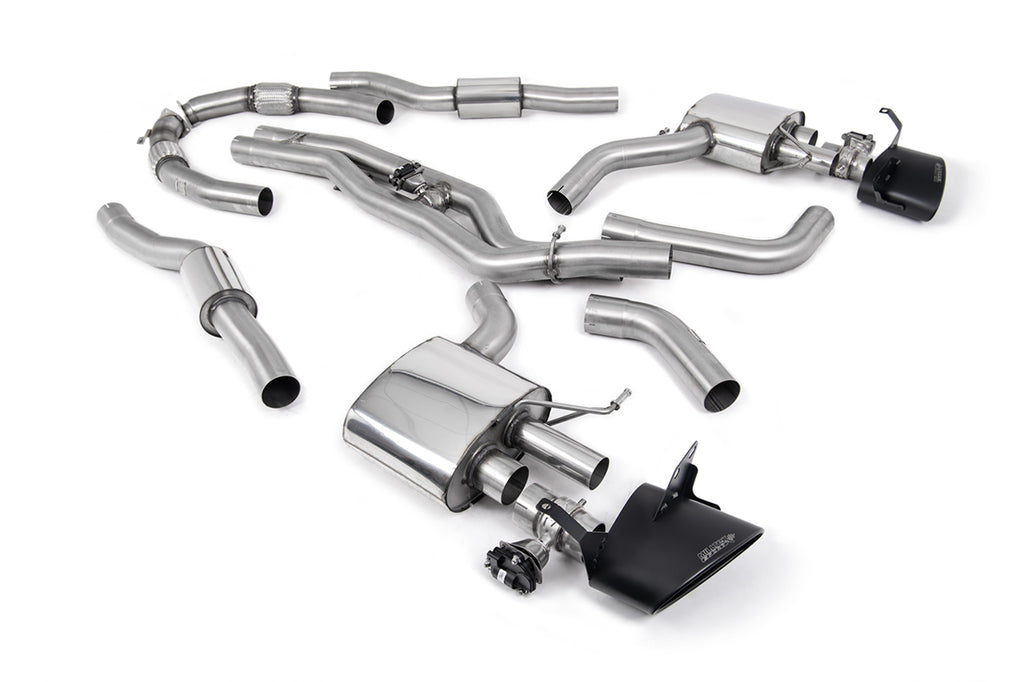 Milltek Resonated 80mm Cat-Back Exhaust for Audi RS6 RS7 C8 Bolt-On, Cerakote Black Tips